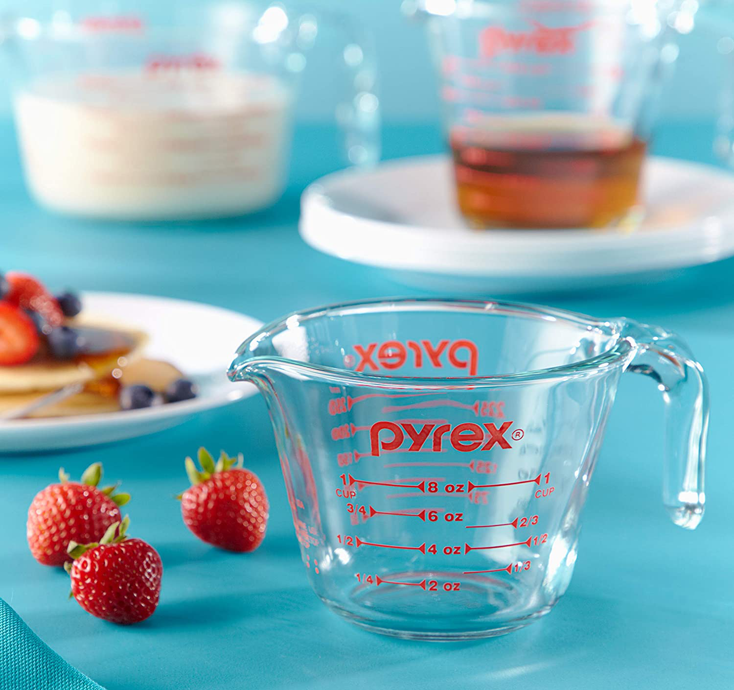 Pyrex Glass Measuring Cup Set (3-Piece, Microwave and Oven Safe),Clear