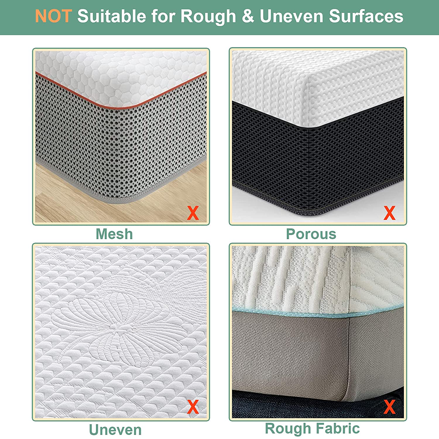 TEUVO Non Slip Mattress Pad, Keep Mattress in Place for a Great Night’s Sleep, Hook and Loop Tape with Adhesive for Mattresses with Smooth Surfaces, 11CM Wide and 2M Long