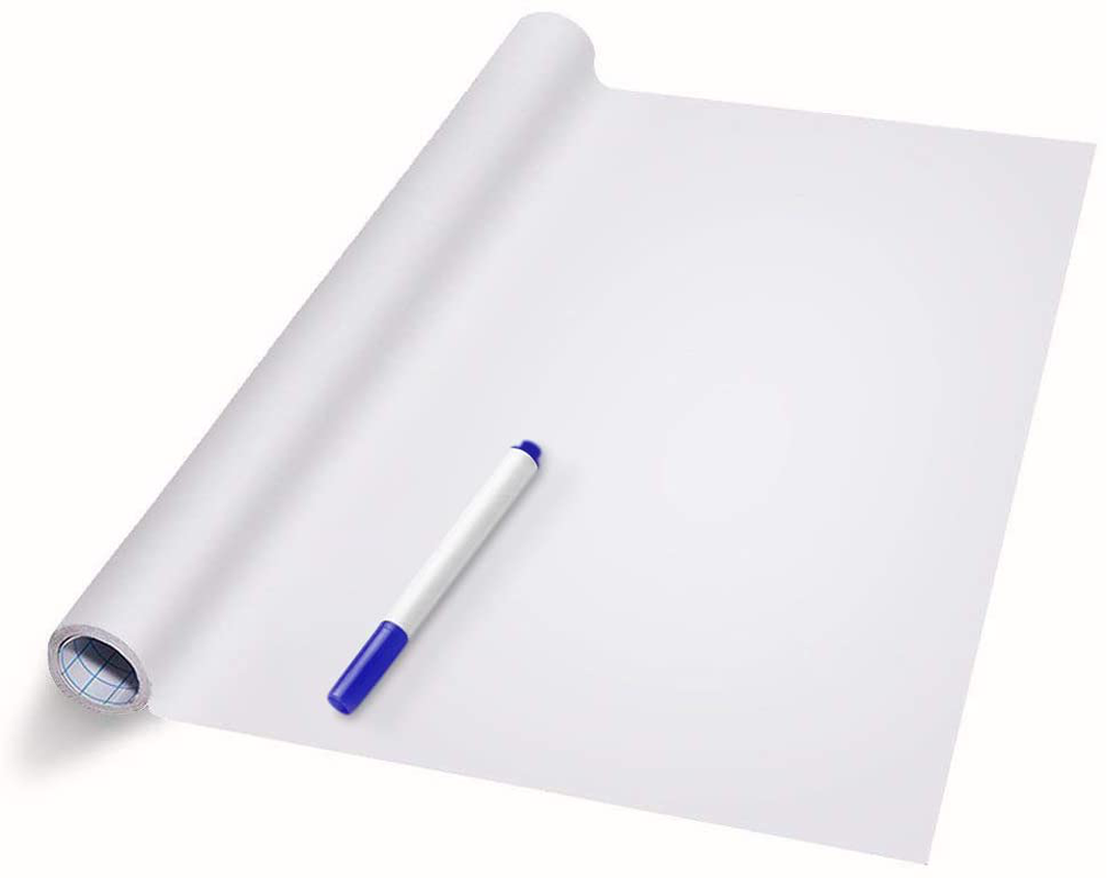 Dry Erase Whiteboard Sticker Wall Decal, Self-adhesive White Board Peel Stick Paper for School,Office,Home,Kids Drawing with 1 Water Pen (78.7" x 17.7")