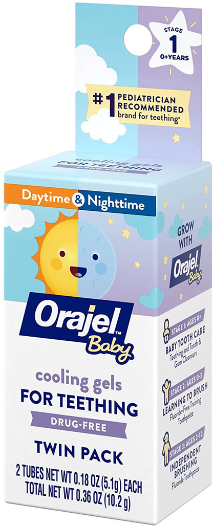 Orajel Baby Daytime and Nighttime Non-Medicated Cooling Gels for Teething, 2 tubes, 0.18 oz each