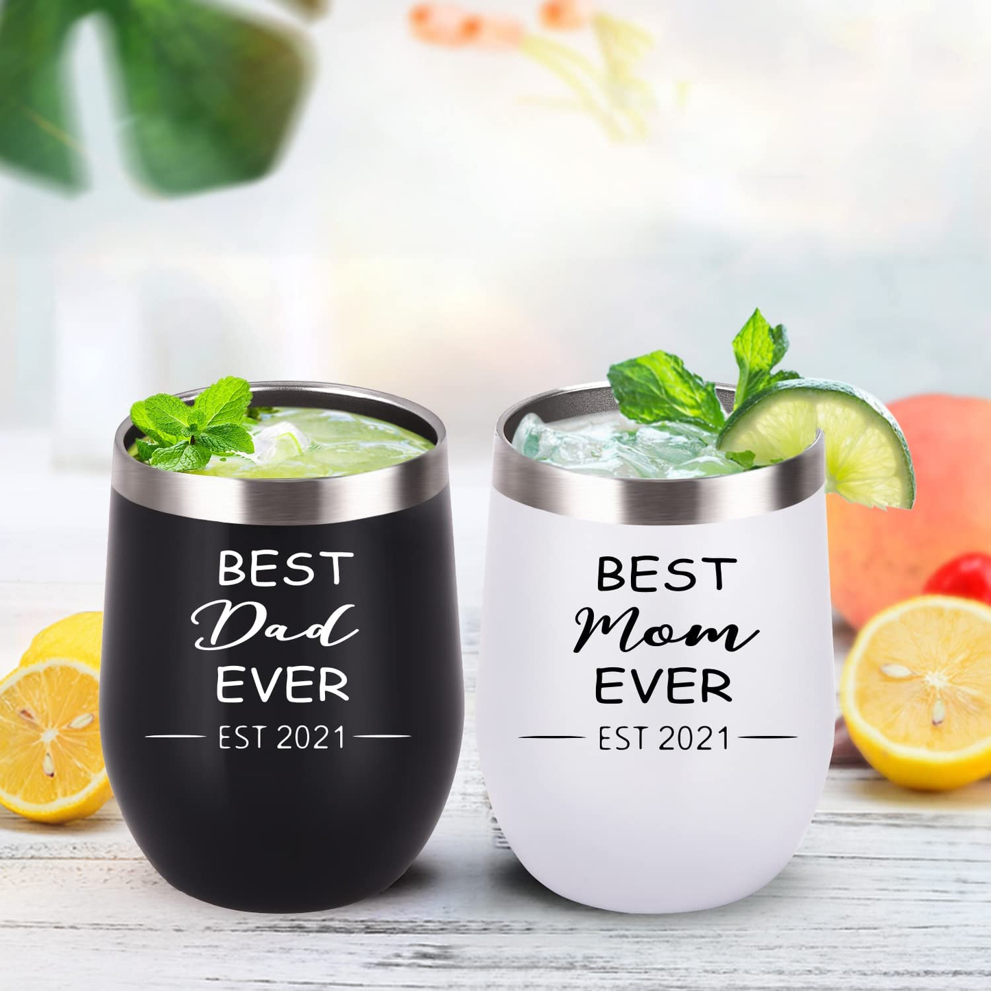 New Parents Tumbler Set (12oz, Black and White)