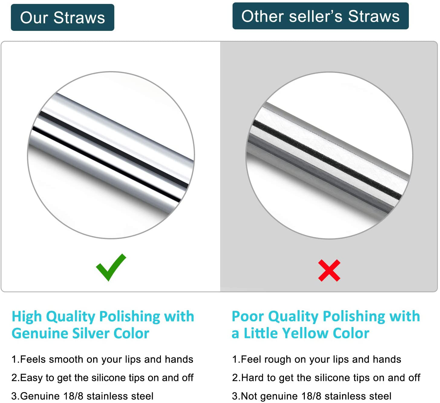 StrawExpert 16 Pack Black Reusable Metal Straws with Silicone Tip & Travel Case & Cleaning Brush,Long Stainless Steel Straws Drinking Straw for 20 and 30 oz Tumbler