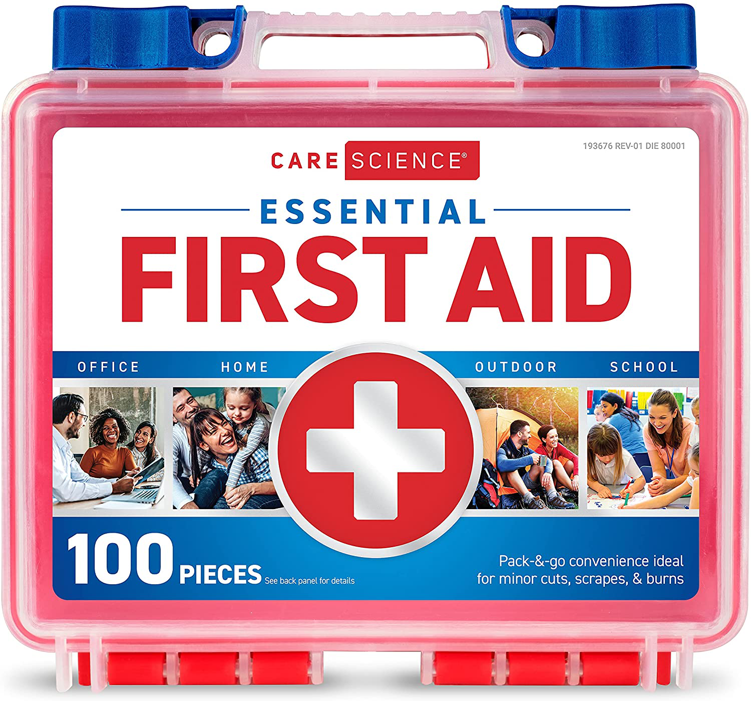 Care Science First Aid Kit, 100 Pieces | Professional Use for Travel, Work, School, Home, Car, Survival, Camping, Hiking, and More