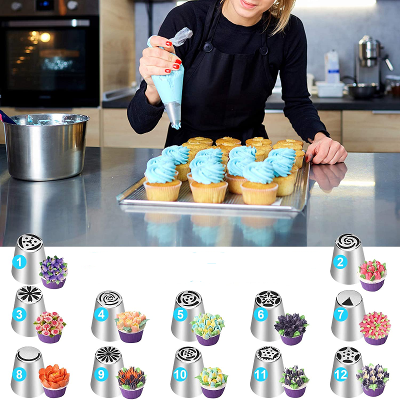 47 Piece Russian Piping Tips Set for Cake Decorating 