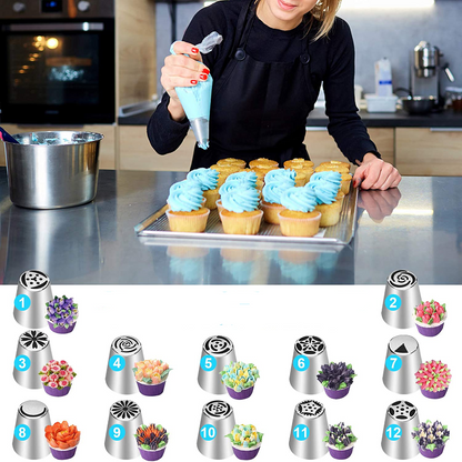 47 Piece Russian Piping Tips Set for Cake Decorating 