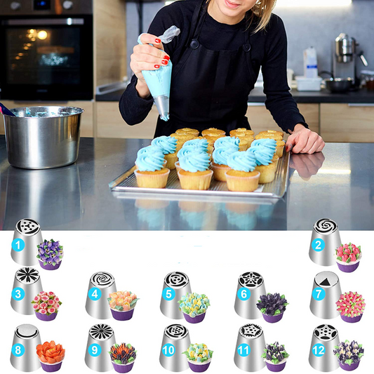 47 Piece Russian Piping Tips Set for Cake Decorating 