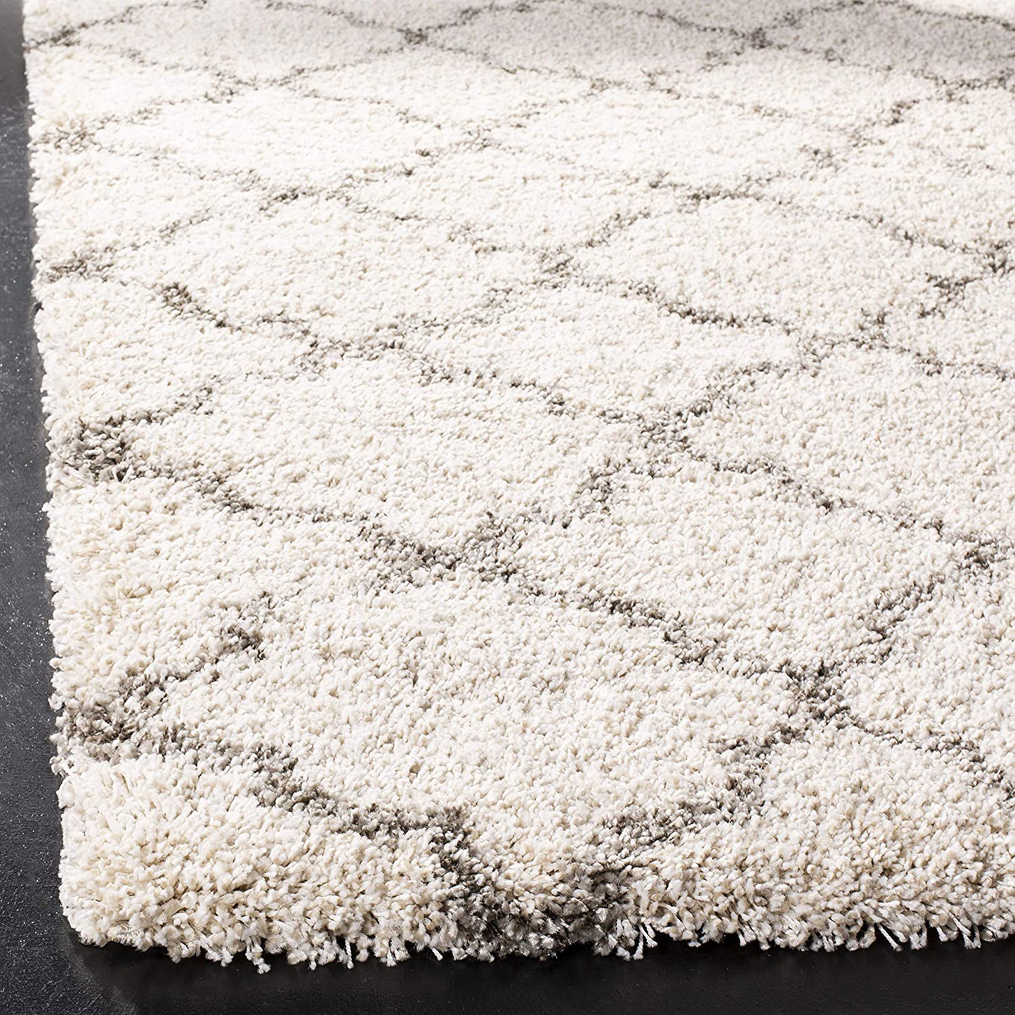 SAFAVIEH Hudson Shag Collection SGH282L Moroccan Trellis Non-Shedding Living Room Bedroom Dining Room Entryway Plush 2-inch Thick Runner, 2'3" x 12' , Slate Blue / Ivory