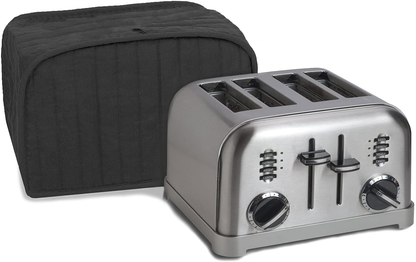 RITZ Polyester / Cotton Quilted Four Slice Toaster Appliance Cover, Dust and Fingerprint Protection, Machine Washable, Black