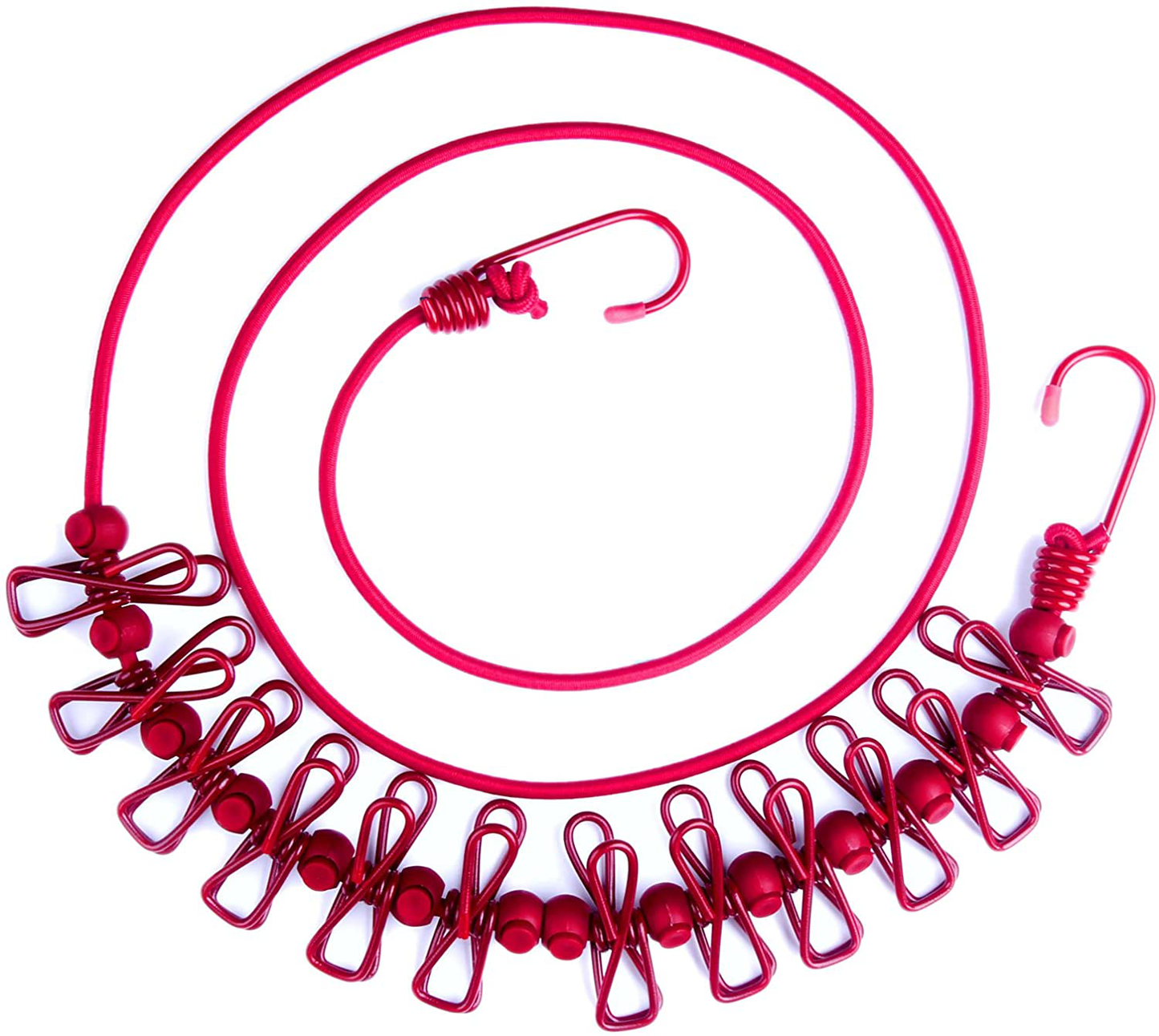 HAWATOUR Portable Elastic Travel Clothesline with 12pcs Clothespins Travel Gadgets for Outdoor and Indoor Use (Black)