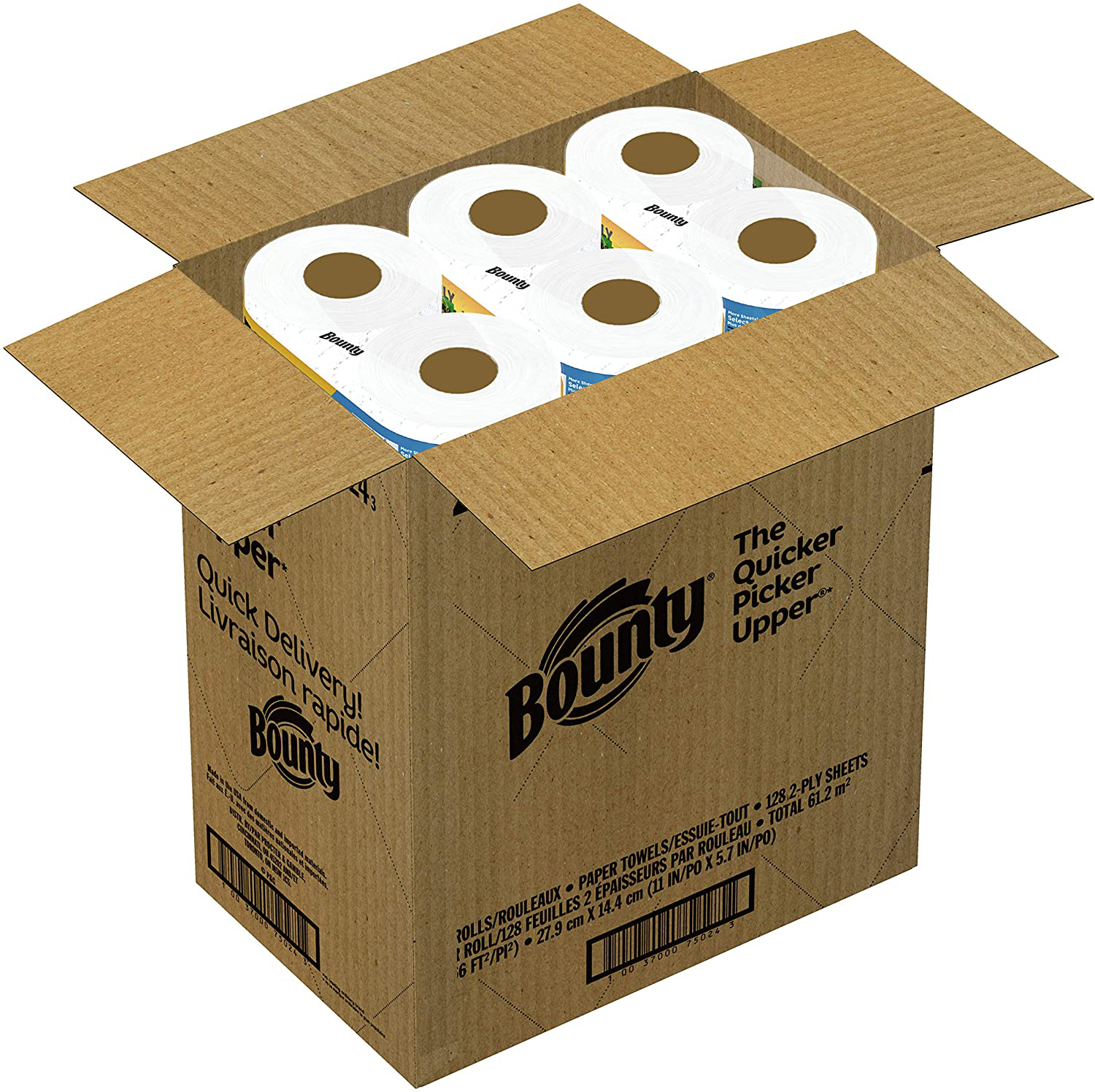 Bounty Quick-Size Paper Towels, 12 Family Rolls = 30 Regular Rolls