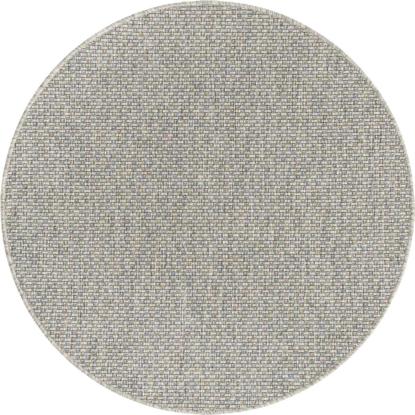 Unique Loom Solid Collection Casual Transitional Indoor and Outdoor Flatweave Round Rug, 4', Light Gray/Gray
