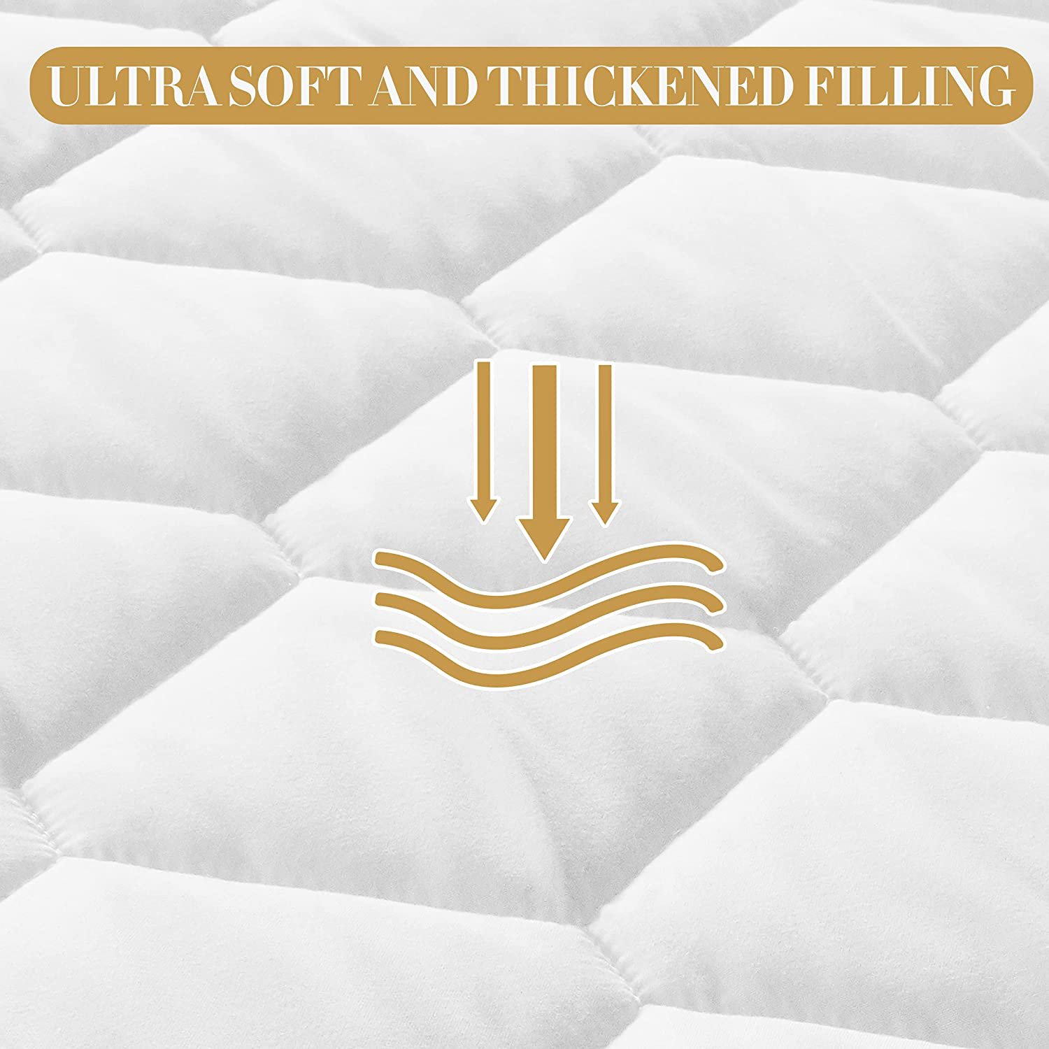 Queen Size Quilted Fitted Mattress Pad, 100% Waterproof Breathable Mattress Protector, Ultra Soft Alternative Filling Mattress Cover, Stretches up to 21 Inches Deep Pocket (White)