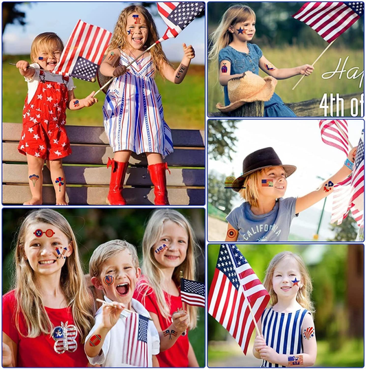 4th of July Patriotic Temporary Tattoos (10 - 20 Sheets)