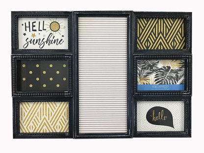 Melannco Customizable Letterboard 8-Opening Photo Collage, 19 x 17 inch,Distressed Black