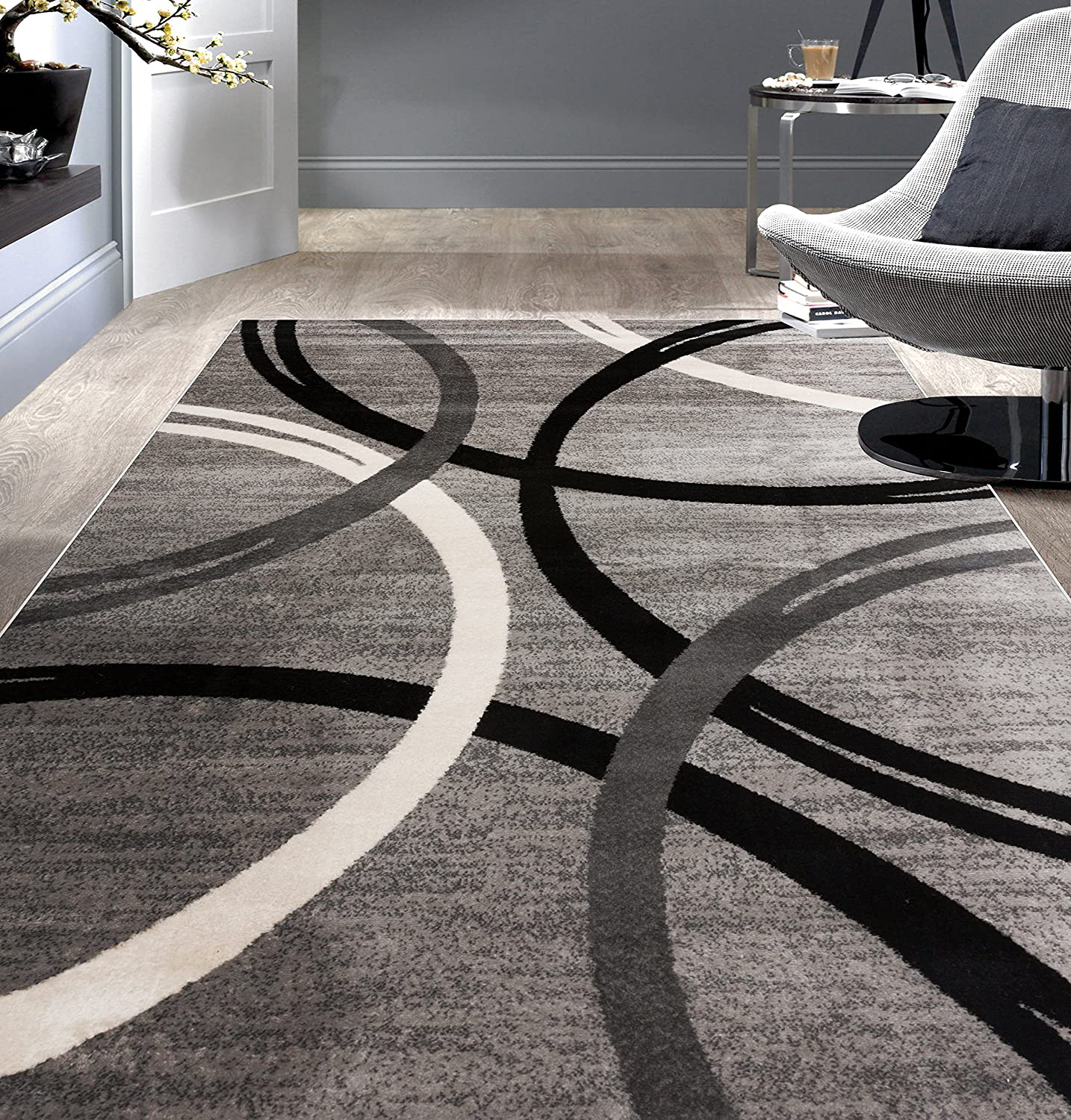 Rugshop Modern Wavy Circles Desing Runner Rug 2' x 10' Brown