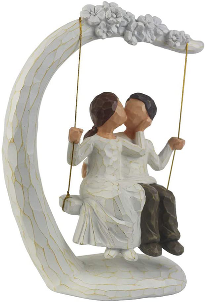 Romantic Couple Figurines in Love , 9Inch Hand Painted Sweet Loving Together Couple Sculpture to Remember Beautiful Moment - Best Gift for Valentine's Day, Wedding Anniversary,Weddings
