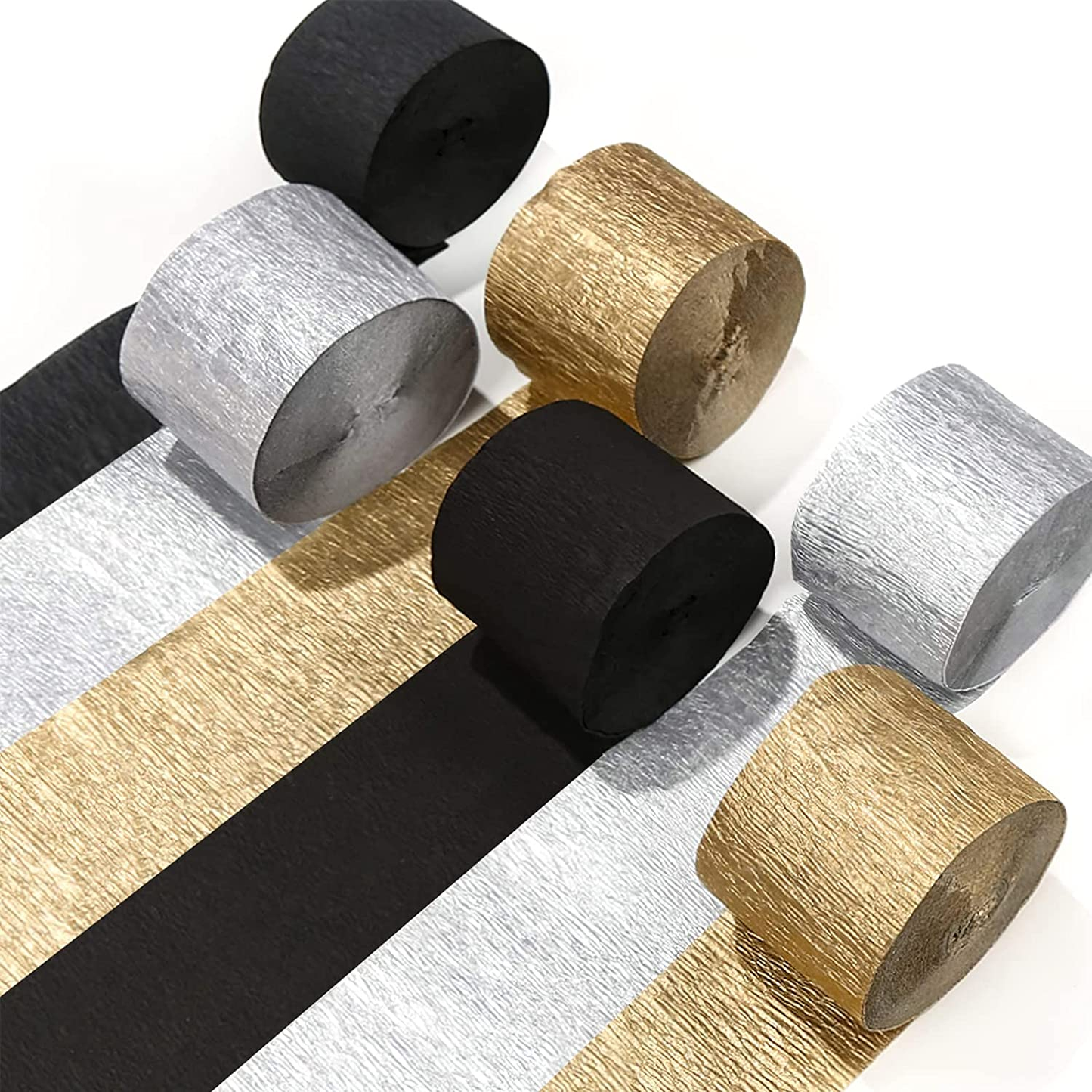 6 Pack Crepe Paper Streamers - 492ft (1.8 Inch x 82 Ft/Roll)