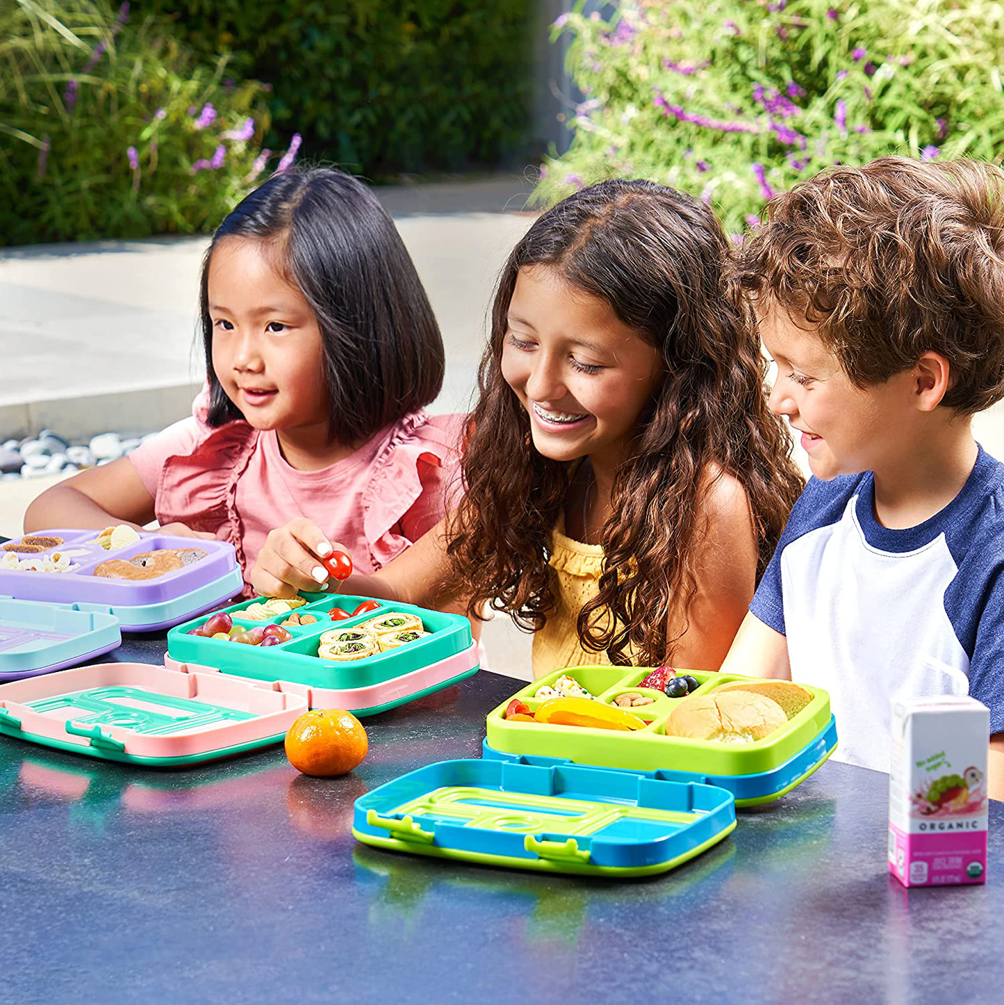 Bentgo Kids Prints Leak-Proof, 5-Compartment Bento-Style Kids Lunch Box - Ideal Portion Sizes for Ages 3 to 7 - BPA-Free, Dishwasher Safe, Food-Safe Materials (Tropical)