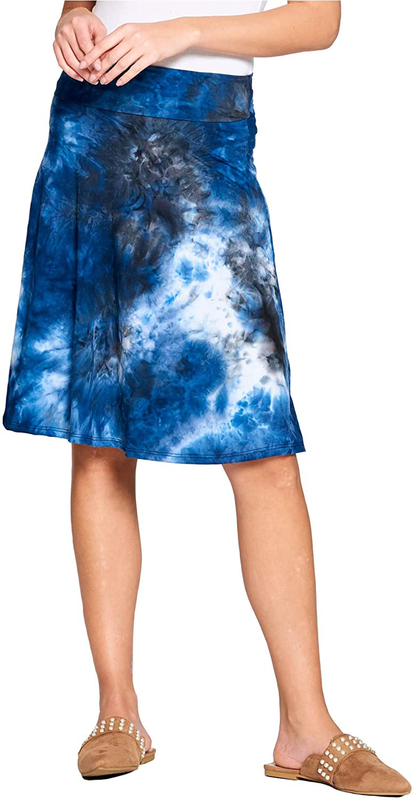 Popana Womens Casual Knee Length A-Line Stretch Midi Skirt Plus Size Made in USA