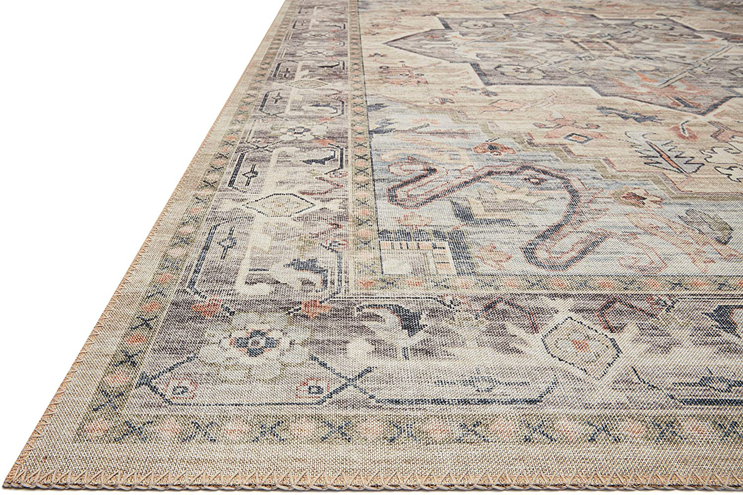 Loloi II Hathaway Collection HTH-04 Beige / Multi, Traditional Runner Rug, 2'-6" x 7'-6"