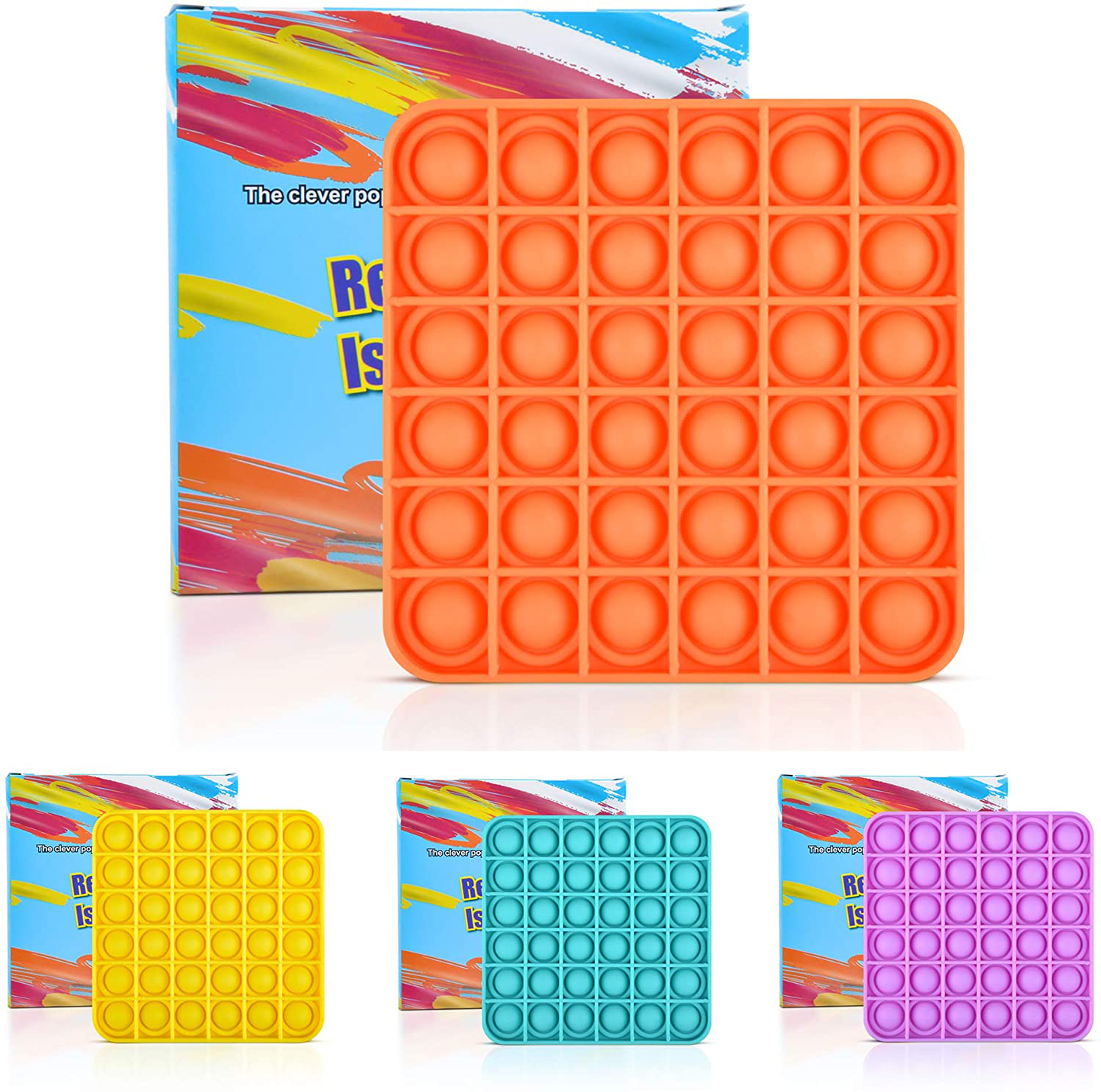 Silicone Push Pop It Fidget Toy - Sensory, Anxiety Relief Toys