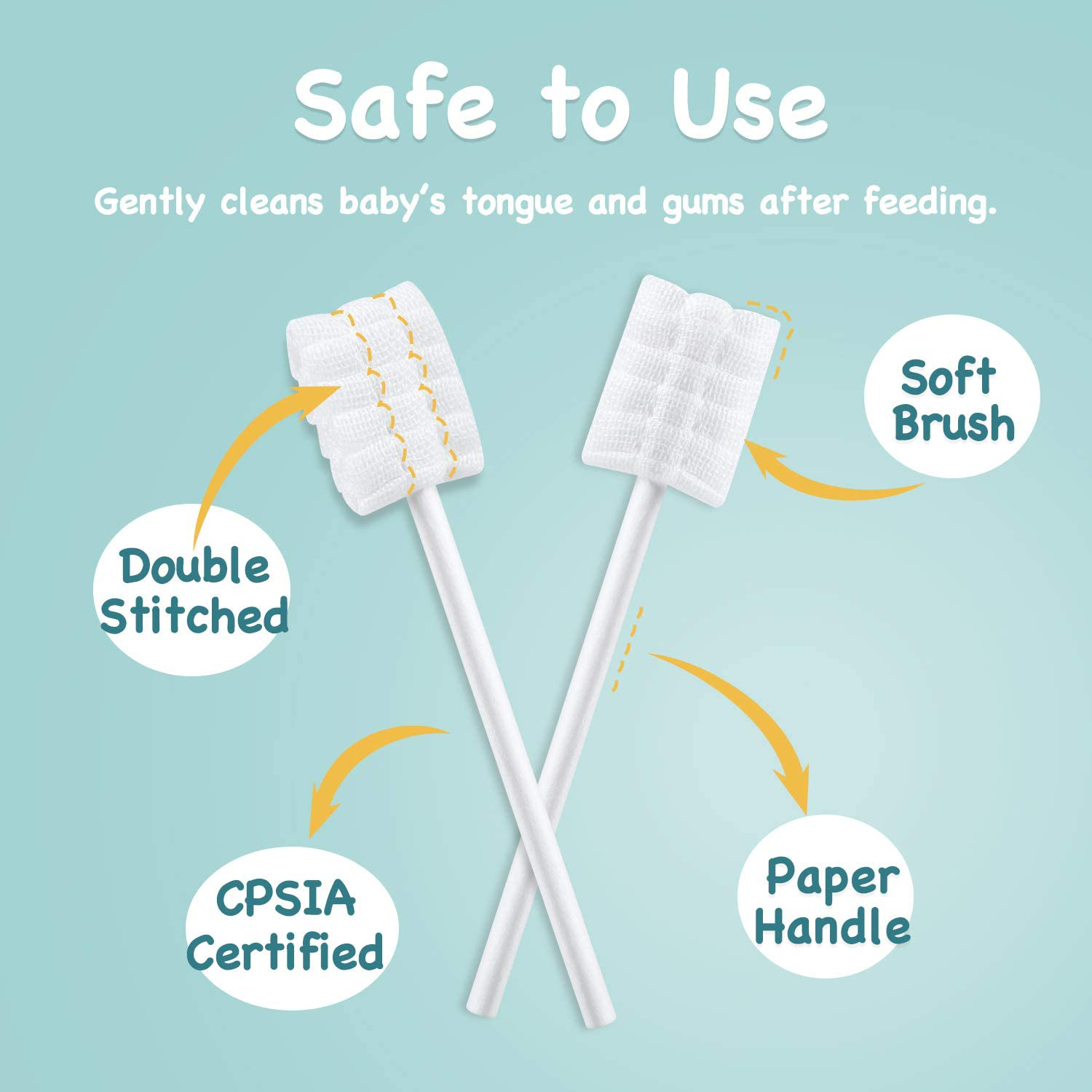 [40-Pack] Papablic Baby Tongue Cleaner, Upgrade Gum Cleaner with Paper Handle for Babies and Infants Ages 0-2 Years