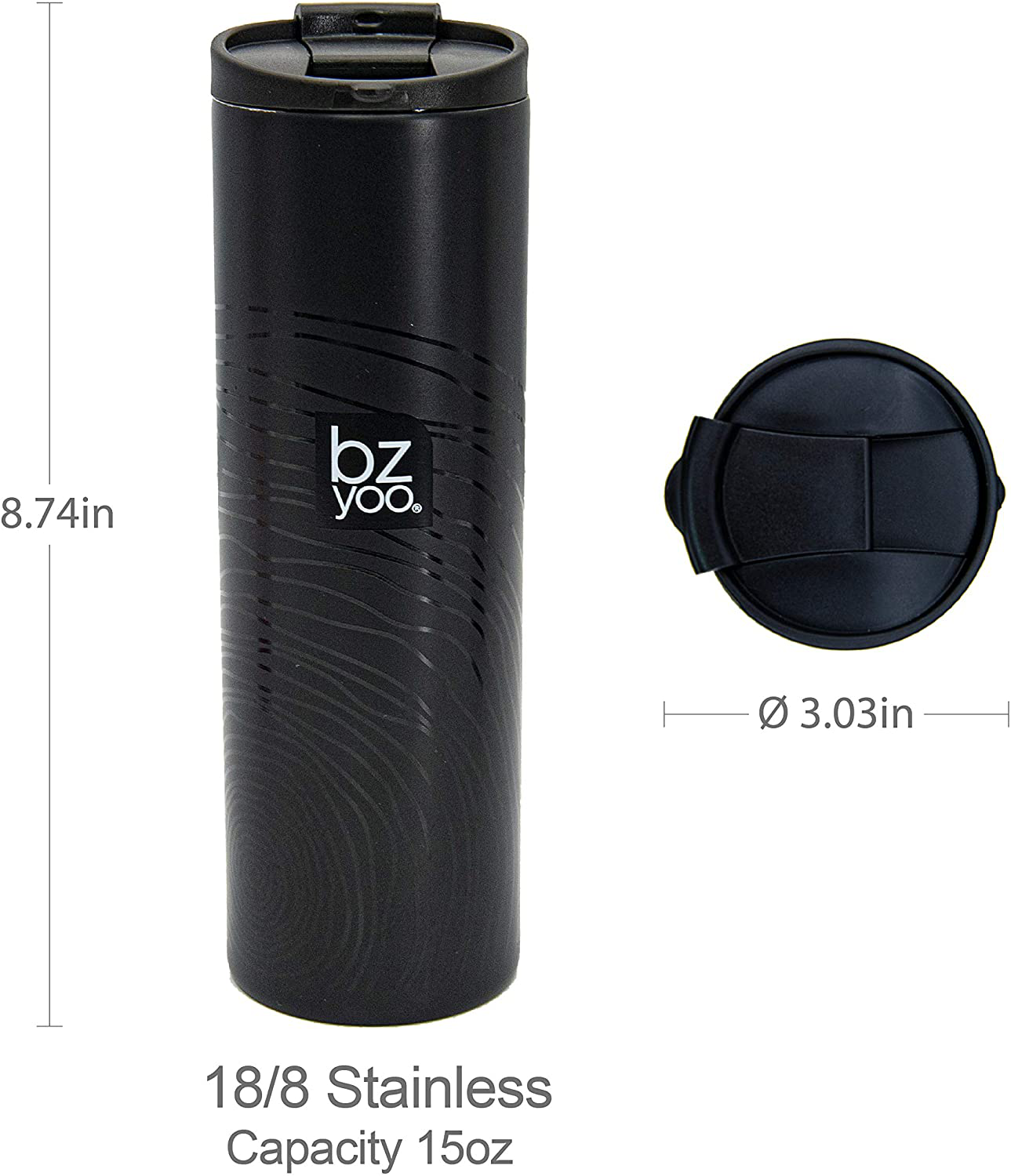 bzyoo Brew 18/8 Stainless Vacuum Drinking BPA-Free 12oz Coffee Mug Water Thermal Bottle with Leak Proof Design for Hike Camping Holiday New Year Gifts Wellness (Glitch)