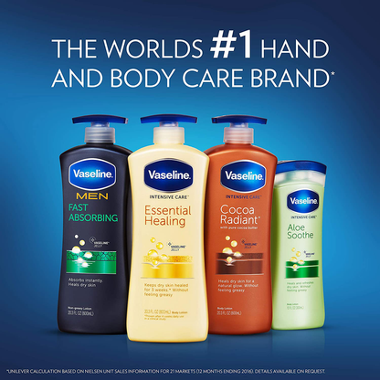 Vaseline hand and body lotion Intensive Care Moisturizer for Dry Skin Essential Healing Clinically Proven to Moisturize Deeply With One Application 20.3 oz 3 count