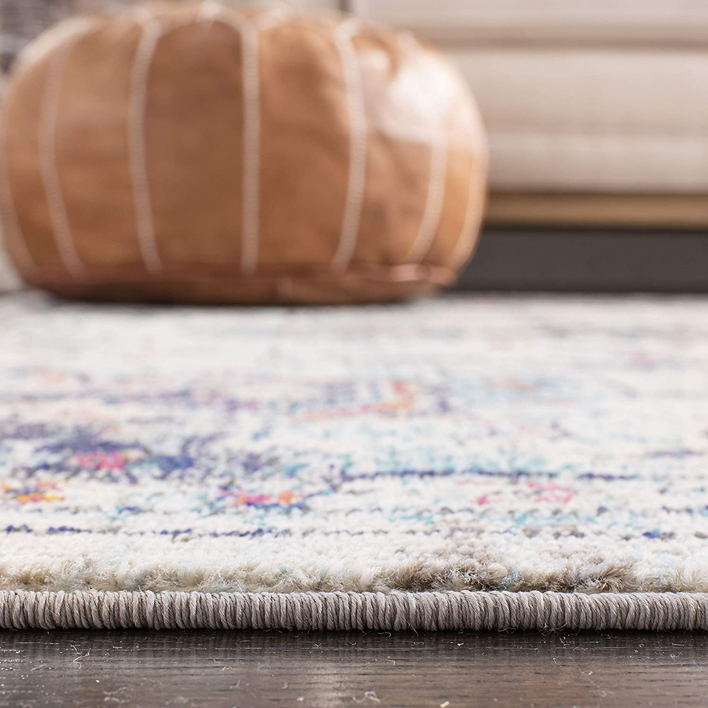Safavieh Madison Collection MAD473B Boho Chic Medallion Distressed Non-Shedding Stain Resistant Living Room Bedroom Runner, 2'2" x 10' , Cream / Blue