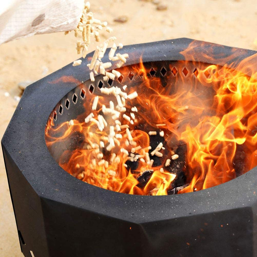 Patented Stainless Bonfire Fire Pit with Portable Carrying Storage Bag, Smoke-Free Firepit Bowl for Wood Pellet with Stand for Outdoor Campfire Flame or BBQ on Patio Garden Backyard - M