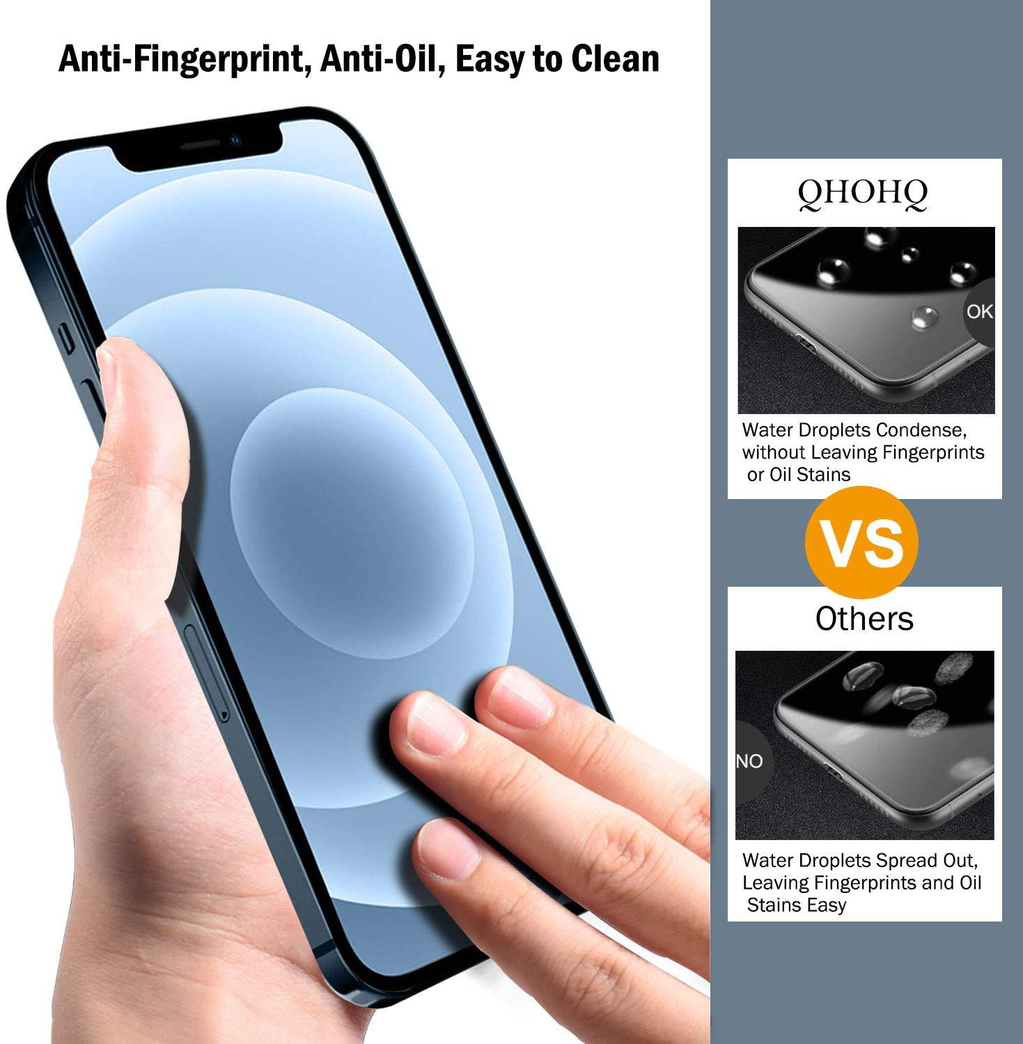 QHOHQ 3 Pack Screen Protector for iPhone 12 Pro Max [6.7”] with 2 Packs Tempered Glass Camera Lens Protector, Tempered Glass Film, 9H Hardness - HD - 2.5D Edge - Bubble Free - Scratch Resistant