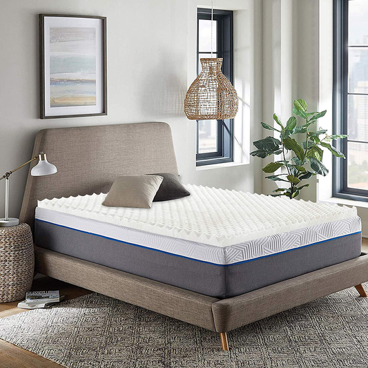 Zutan, 1-inch Convoluted Egg Shell Breathable Foam Topper, Adds Comfort to Mattress, Full, White