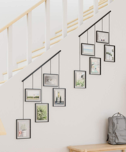 Umbra Exhibit Picture Frame Gallery Set Adjustable Collage Display for 5 Photos, Prints, Artwork & More (Holds Two 4 x 6 inch and Three 5 x 7 inch Images), 5 Opening, Black Legacy