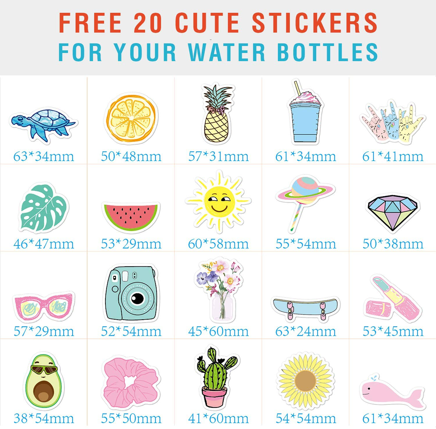 CHILLOUT LIFE 17 oz Insulated Water Bottle with Straw Lid for Kids and Adult + 20 Cute Waterproof Stickers - Perfect for Personalizing Your Kids Metal Water Bottle