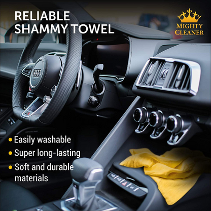 2 Pack Super Absorbent Premium Mini Chamois Cloth With Bonus Shammy Towel 