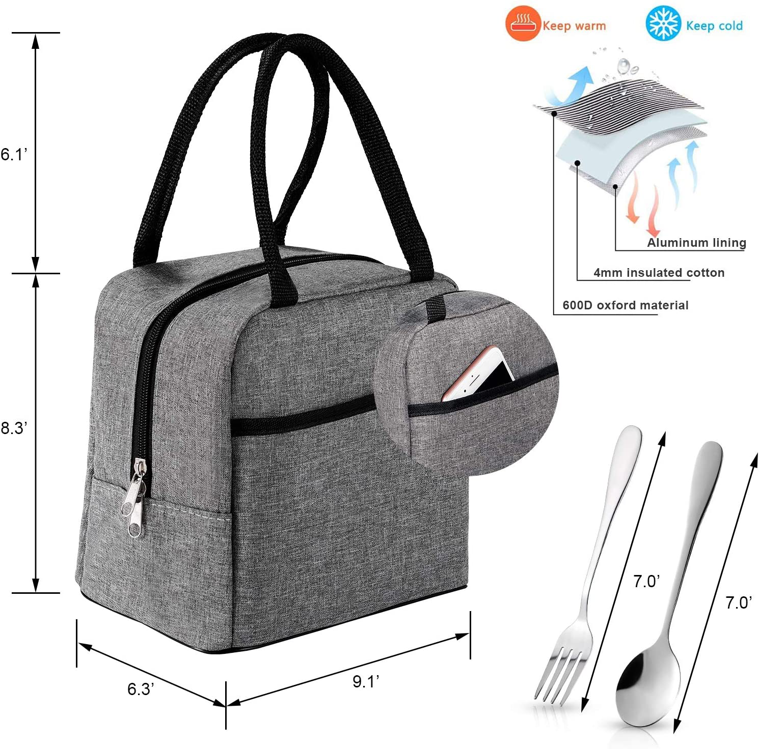 Bento Box Adult Lunch Box, Slaipo Leak-proof Lunch Box Containers Insulated Lunch Bag Fork Spoon, Portable Stackable Food Container Storage Boxes for Work School Camping, 3 Tiers…