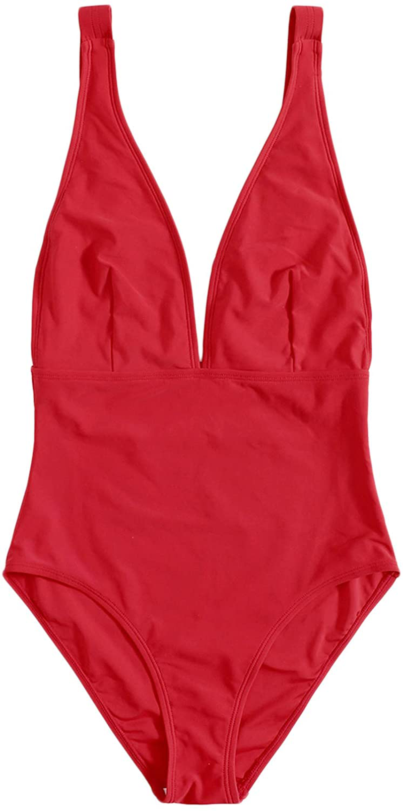 SheIn Women's Sexy Deep V Low Back Swimwear High Waisted Plunging One Piece Swimsuit