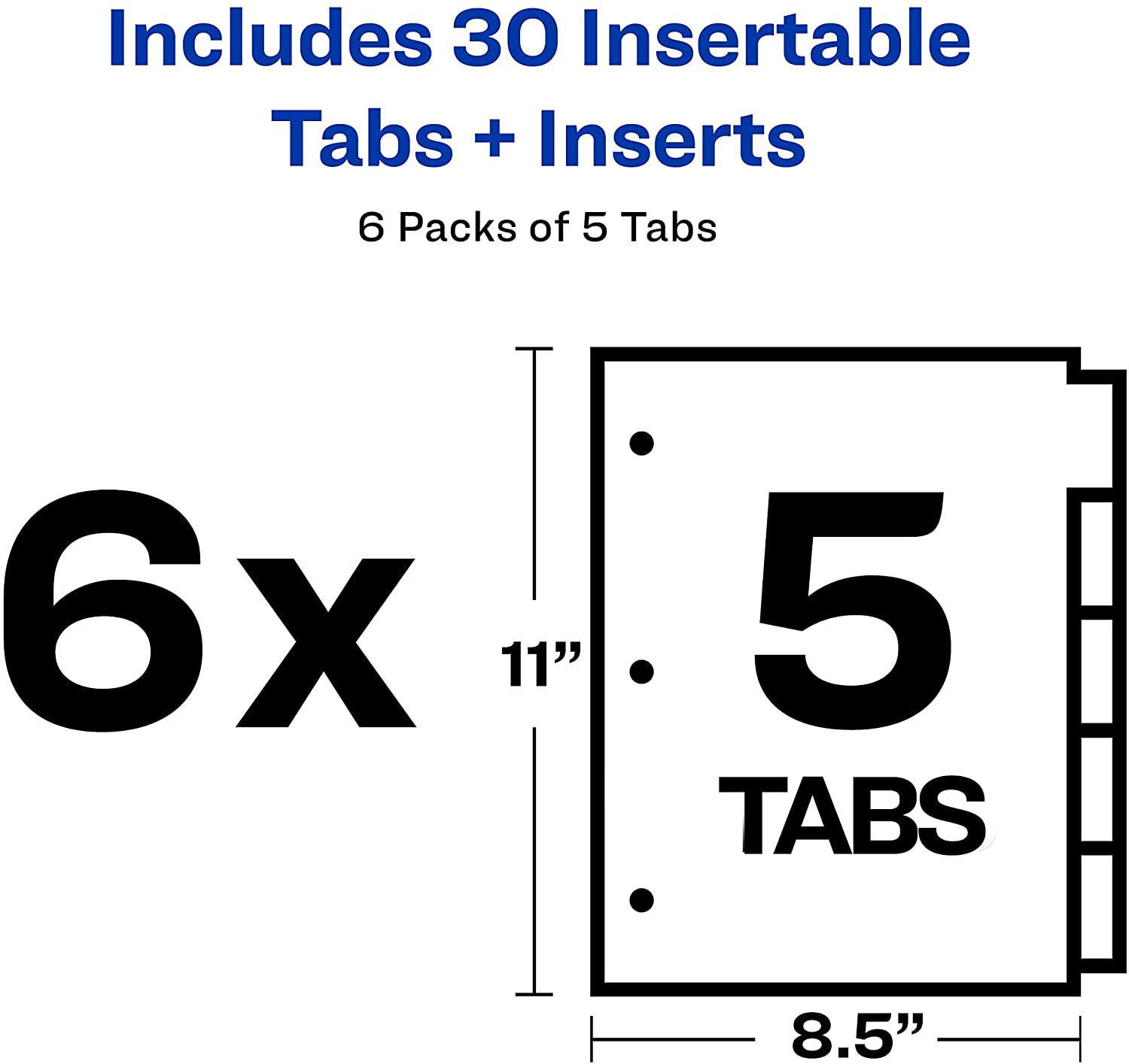AVERY 11109 5-Tab Binder Dividers, Insertable Multicolor Big Tabs, 6 Sets