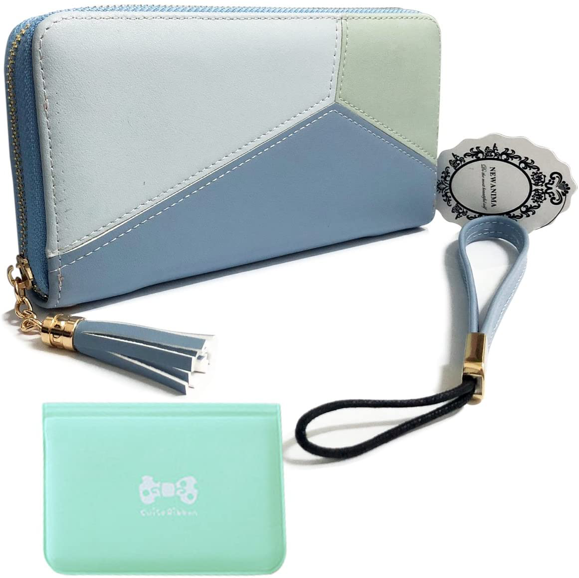 Wallet-NEWANIMA Women Multi-card Two Fold Long Zipper Clutch Purse (Style8-Black)