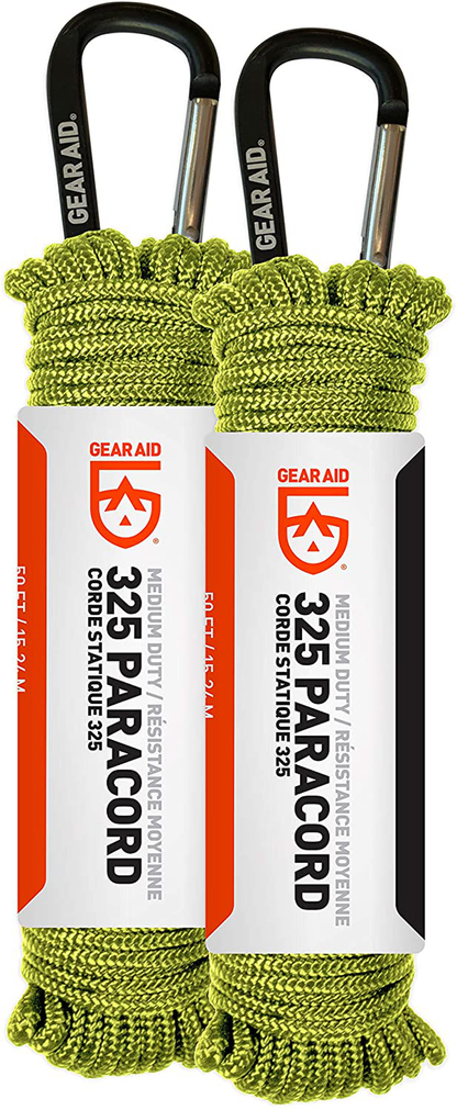 GEAR AID 325 Paracord and Carabiner, Utility Cord for Camping and Hiking