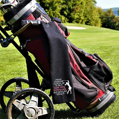 DYJYBMY Super Sexy Goifing Lady Funny Golf Towel, Embroidered Golf Towels for Golf Bags with Clip, Golf Gifts for Men Woman, Birthday Gifts for Golf Fan, Retirement Gift, Mom Golf Towel