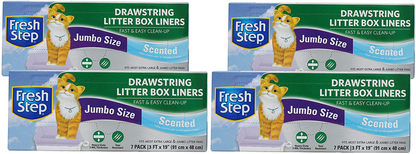 7 Count Fresh Step Drawstring Scented or Unscented Cat Litter Box Liners