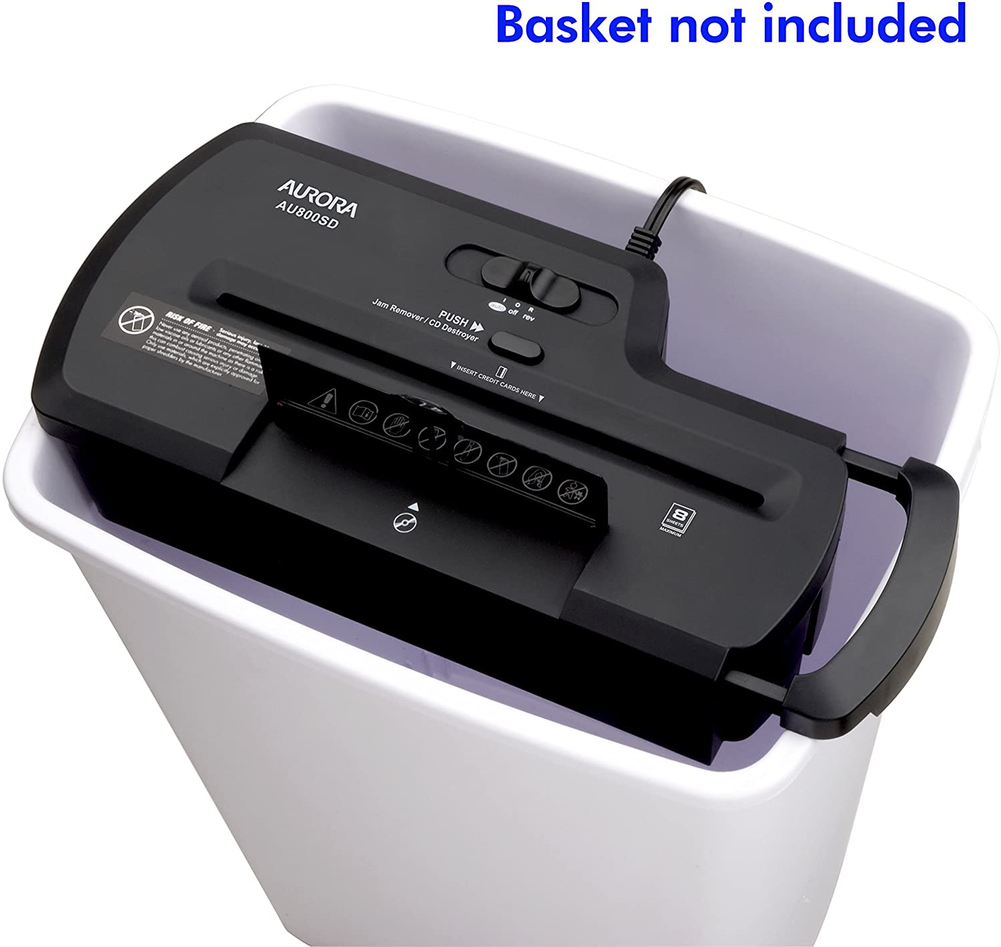 Professional Strip Cut Paper Shredder - Sit On Top 8-Sheet Strip-Cut