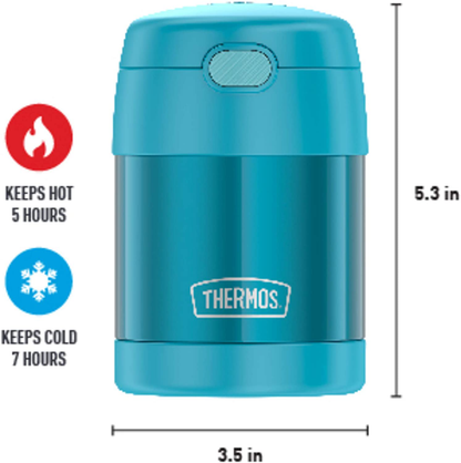 THERMOS FUNTAINER 10 Ounce Stainless Steel Vacuum Insulated Kids Food Jar with Folding Spoon, Navy