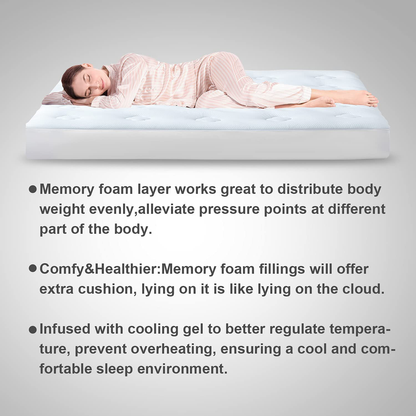 Hansleep Cal-King Memory Foam Mattress Pad Topper,Cooling Gel Bamboo Mattress Pad Fluffy Mattress Protector with Deep Pocket, Breathable Air Mattress Topper Cover, 72x84 Inches