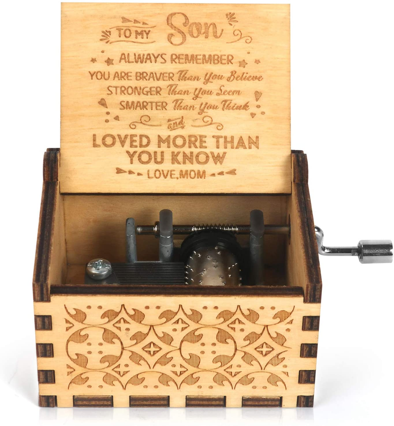 Engraved Music Box Hand Crank Musical Box