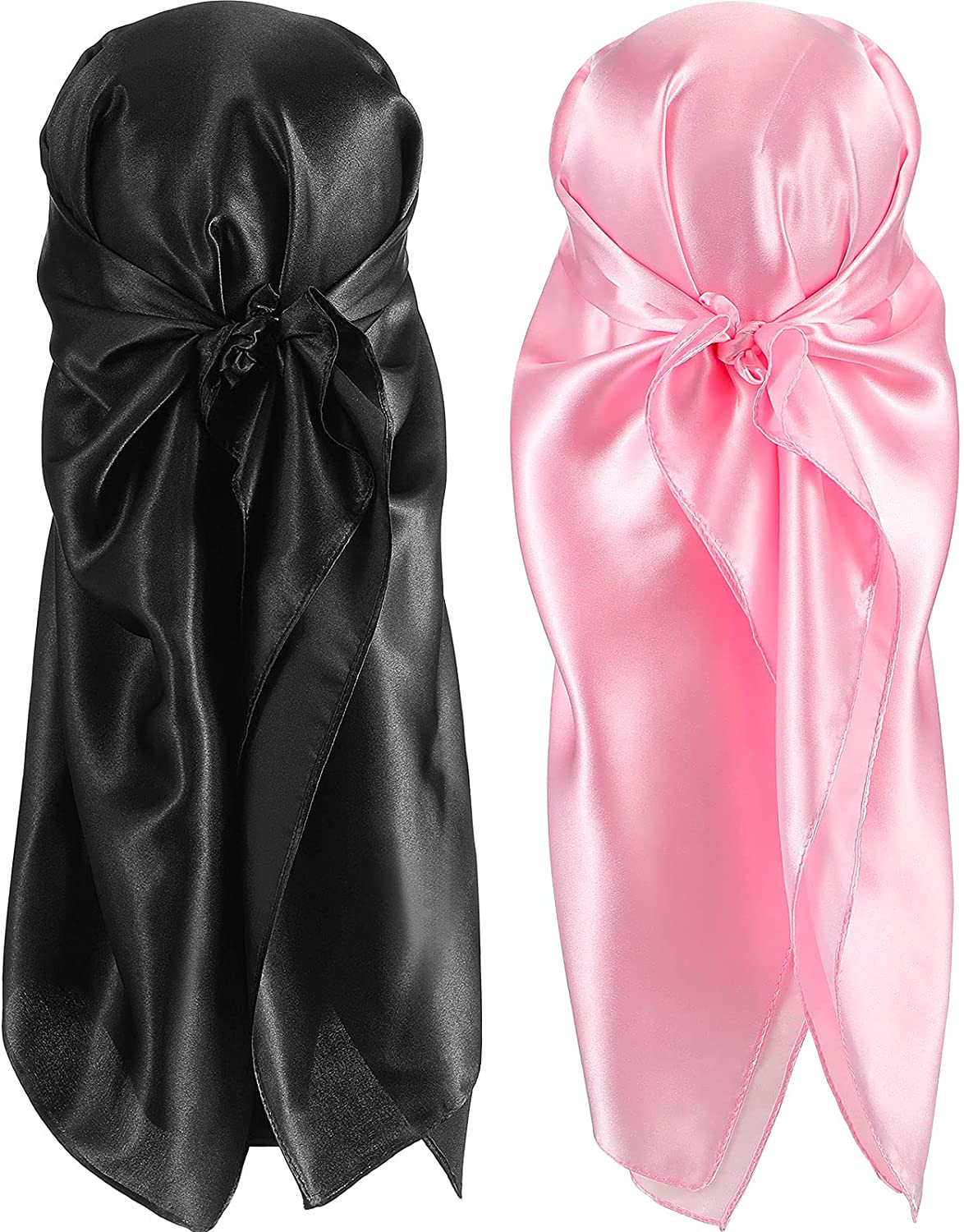 2 Pieces 35 Inch Silk Head Scarf Sleeping Hair Wrapping Night Satin Scarf