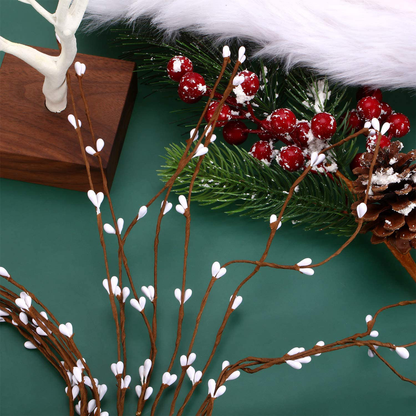 WILLBOND 64 Feet 30 Packs Ply Pip Berry Garland for Christmas Winter Indoor Outdoor Decor Head Wreaths Wedding Crowns (Red)