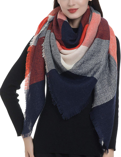 Trendy Plaid Blanket Scarf Women Big Oversized Long Scarves Warm Winter Tartan Checked Shawl Wrap Scarf Gift