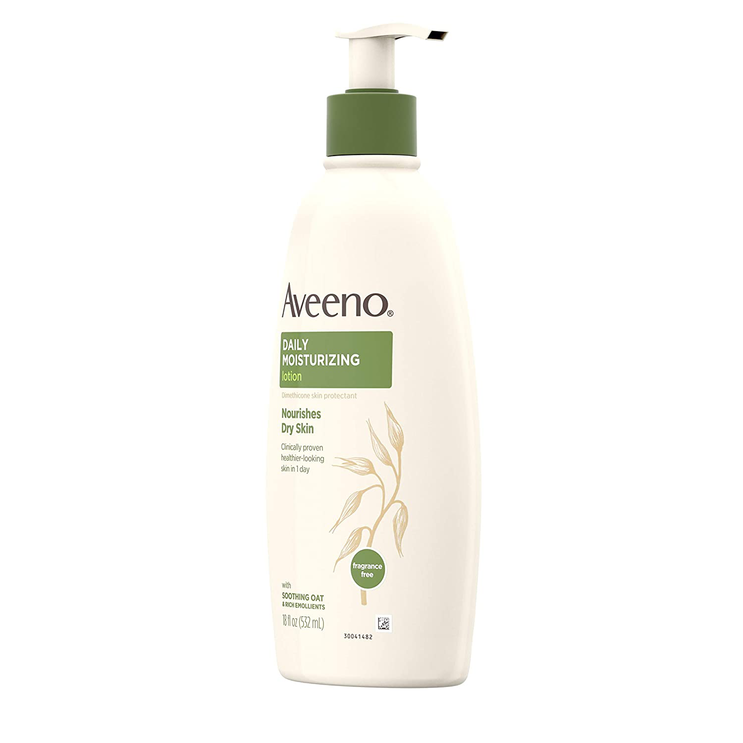 Aveeno Daily Moisturizing Body Lotion with Soothing Oat and Rich Emollients to Nourish Dry Skin, Gentle & Fragrance-Free Lotion is Non-Greasy & Non-Comedogenic, 18 Fl Oz